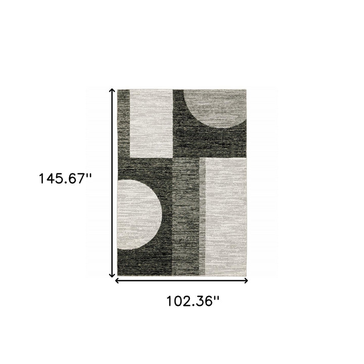 9 x 12 Gray and Ivory Geometric Power Loom Area Rug Image 3