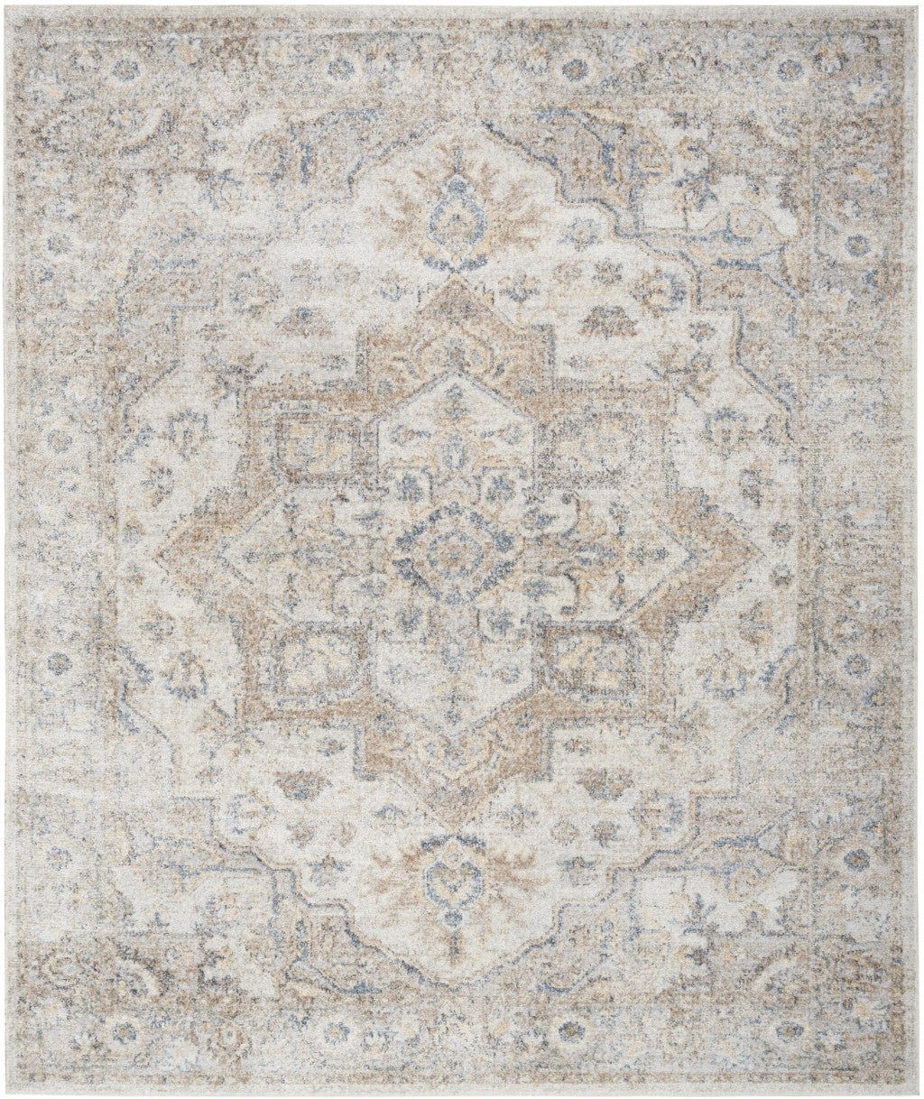 9 x 12 Gray Oriental Power Loom Area Rug Image 1