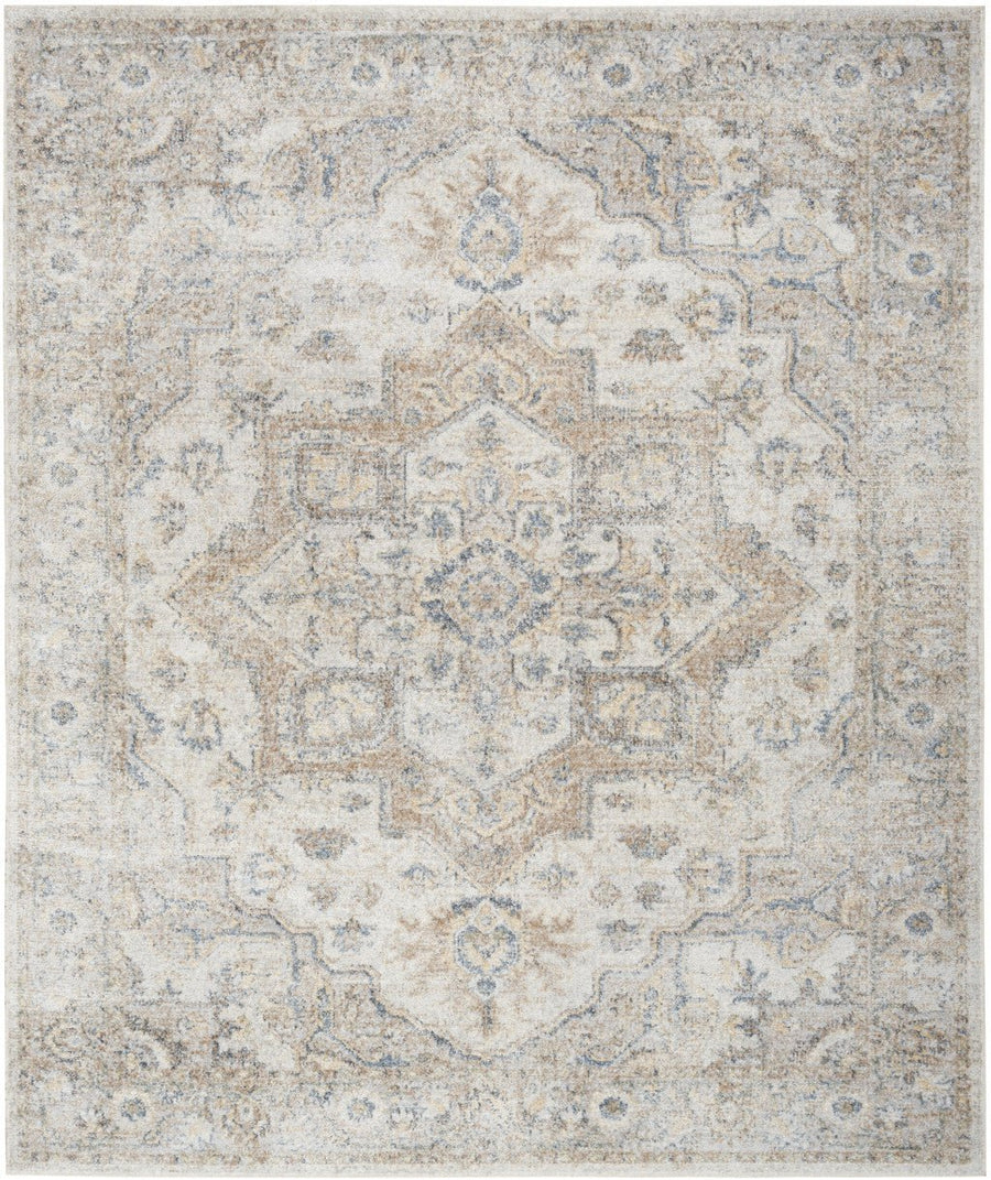 9 x 12 Gray Oriental Power Loom Area Rug Image 1