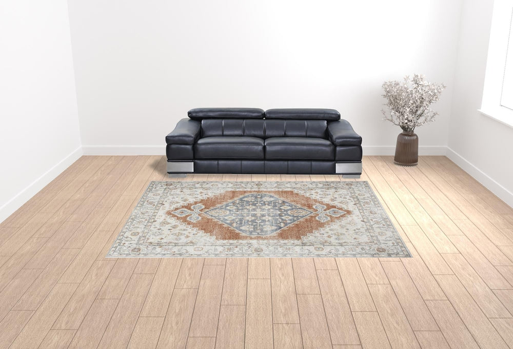 9 X 12 Gray Oriental Power Loom Distressed Area Rug Image 2