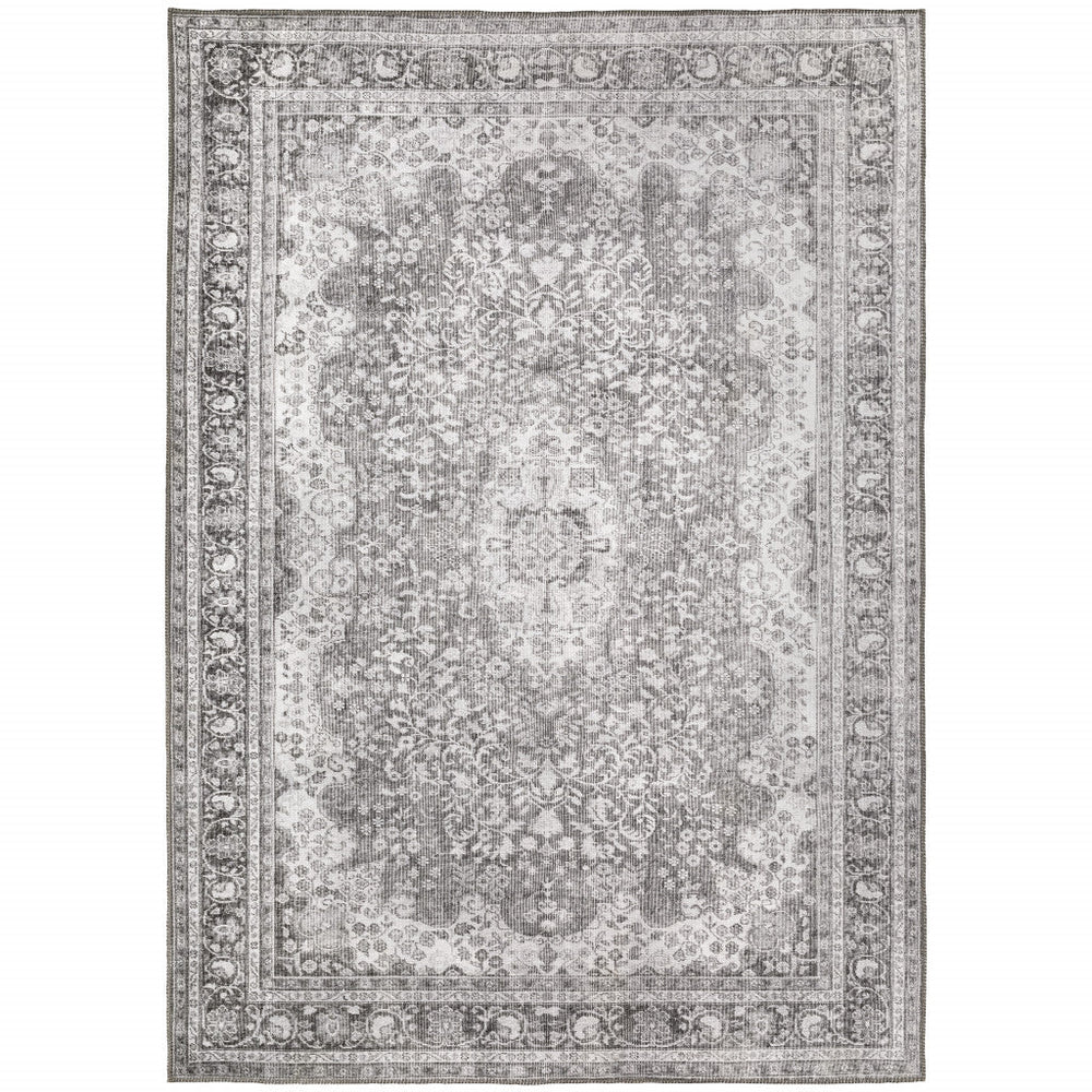 9 X 12 Grey Oriental Power Loom Stain Resistant Area Rug Image 2