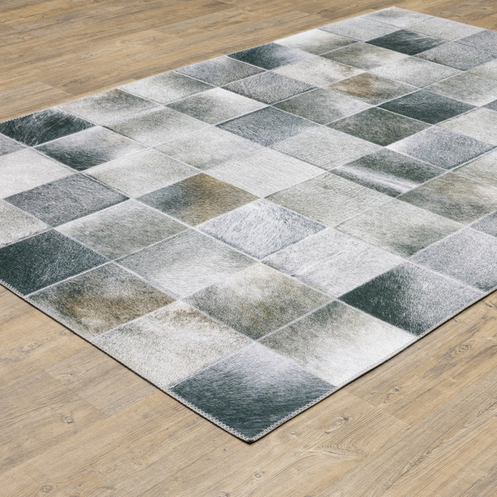 9 X 12 Grey Charcoal Brown And Beige Geometric Power Loom Stain Resistant Area Rug Image 5