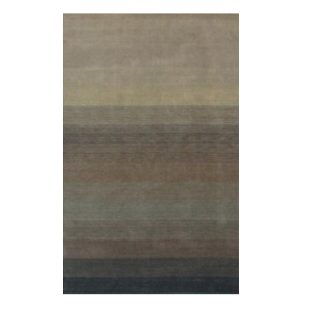 9 X 12 Indigo And Tan Hand Loomed Non Skid Area Rug Image 1