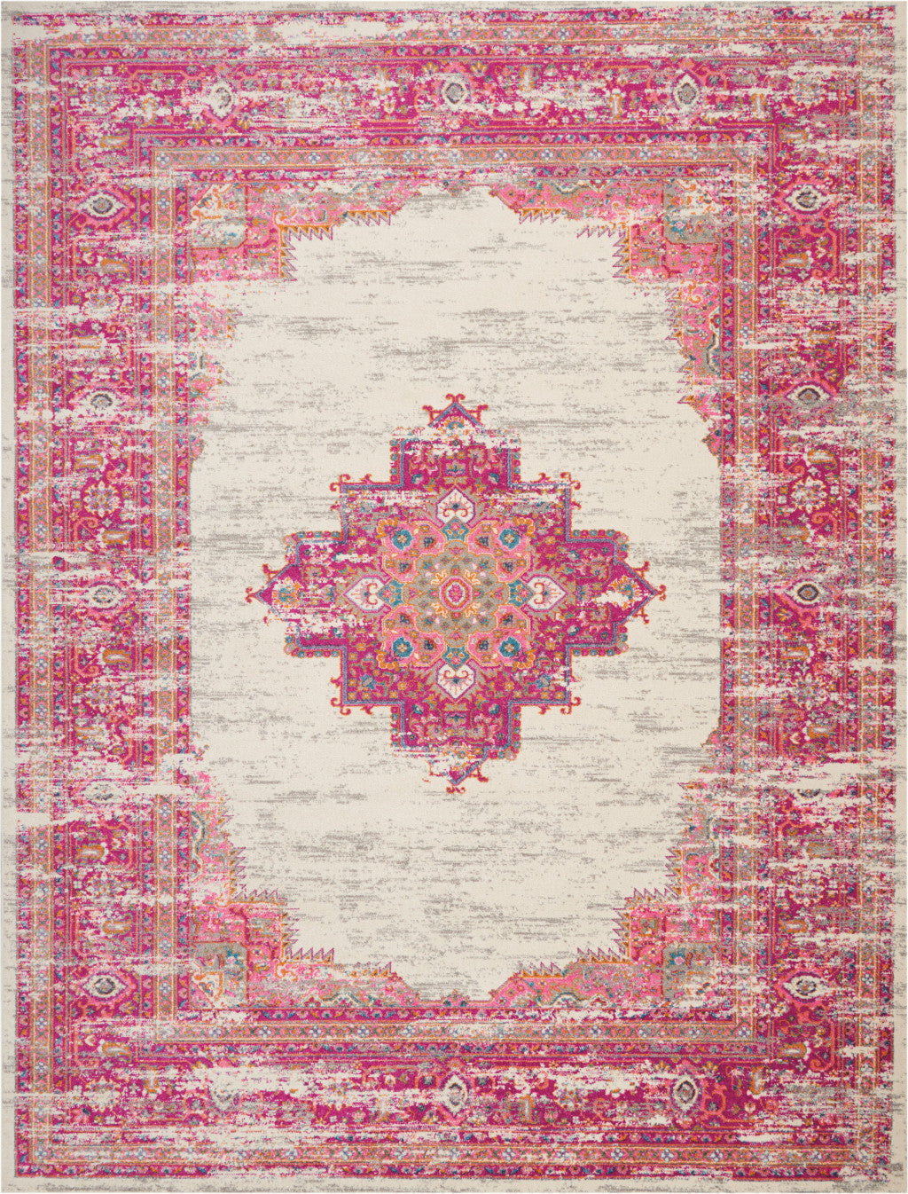 9 x 12 Pink Floral Power Loom Area Rug Image 1