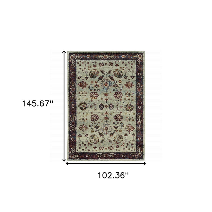 9 x 12 Red and Ivory Oriental Power Loom Area Rug Image 3