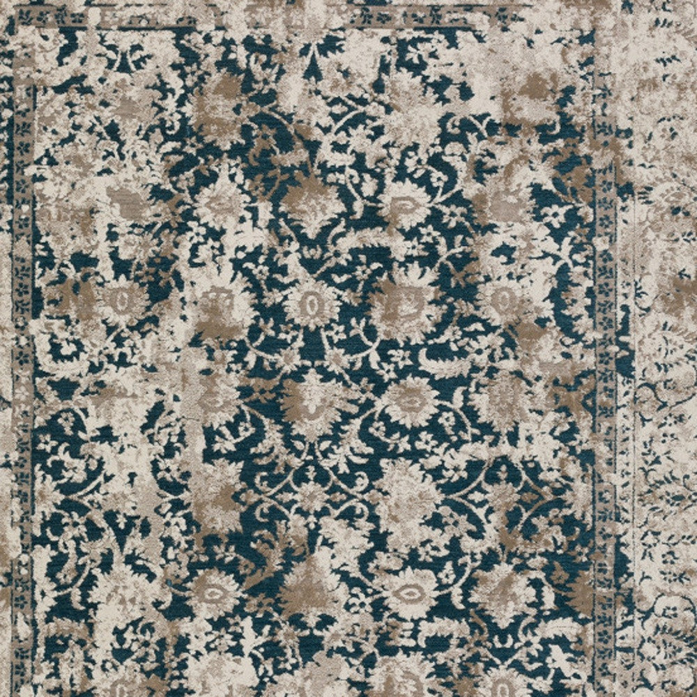 9 X 13 Blue Oriental Area Rug With Fringe Image 6