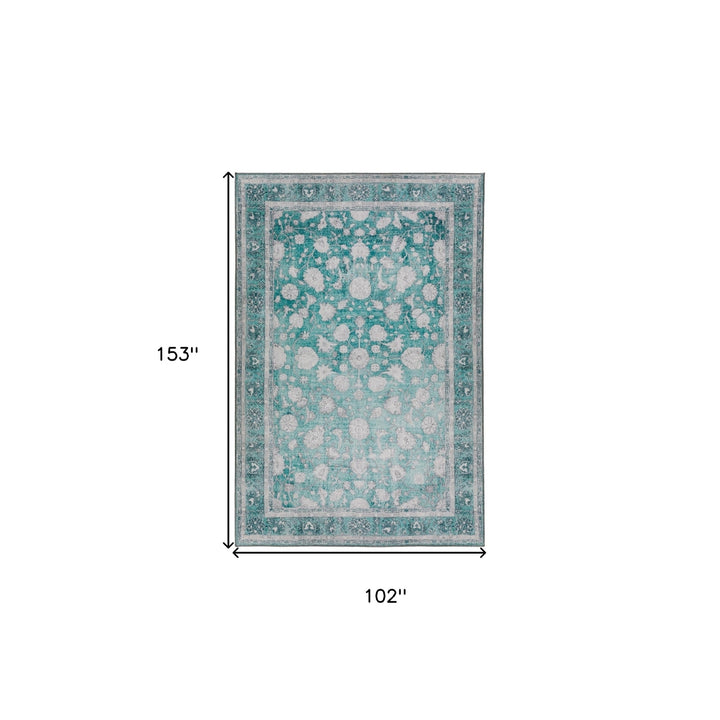 9 X 13 Blue Oriental Distressed Non Skid Area Rug Image 9