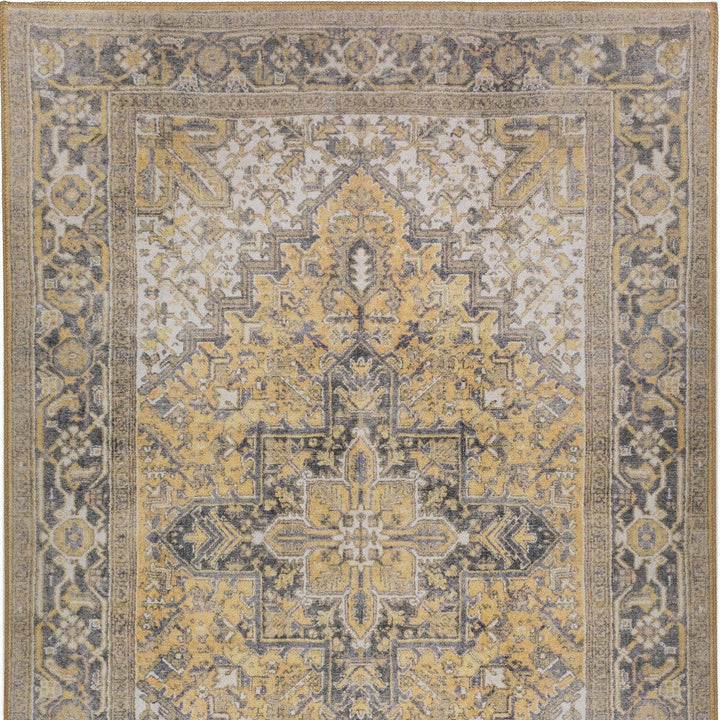 9 X 13 Gold Oriental Distressed Non Skid Area Rug Image 5