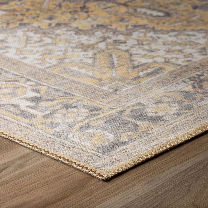 9 X 13 Gold Oriental Distressed Non Skid Area Rug Image 6