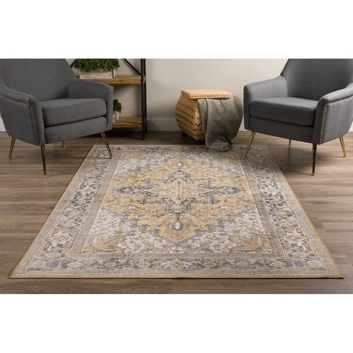 9 X 13 Gold Oriental Distressed Non Skid Area Rug Image 8