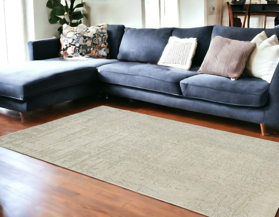 9 X 13 Gray and Beige Abstract Non Skid Area Rug Image 1