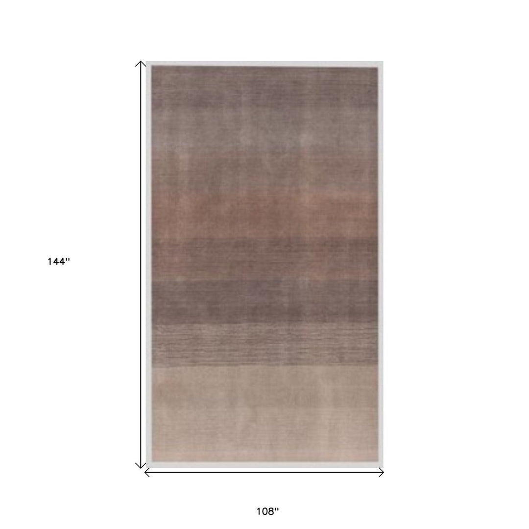 9 X 12 Violet Taupe And Brown Ombre Hand Loomed Area Rug Image 5