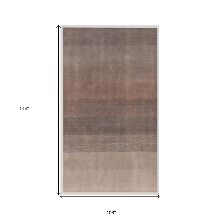 9 X 12 Violet Taupe And Brown Ombre Hand Loomed Area Rug Image 5