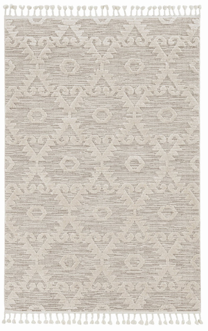 9 X 13 Beige and Ivory Geometric Area Rug Image 2