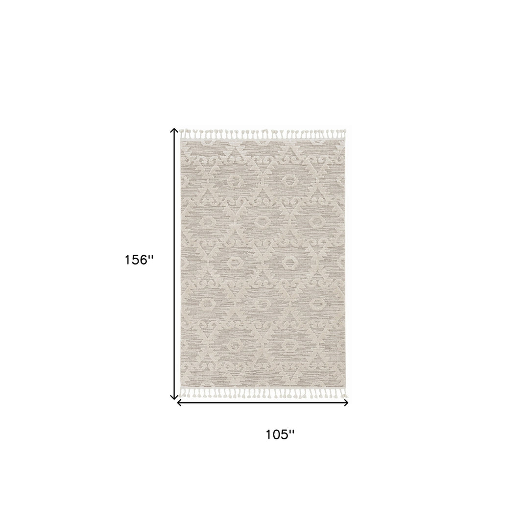 9 X 13 Beige and Ivory Geometric Area Rug Image 3