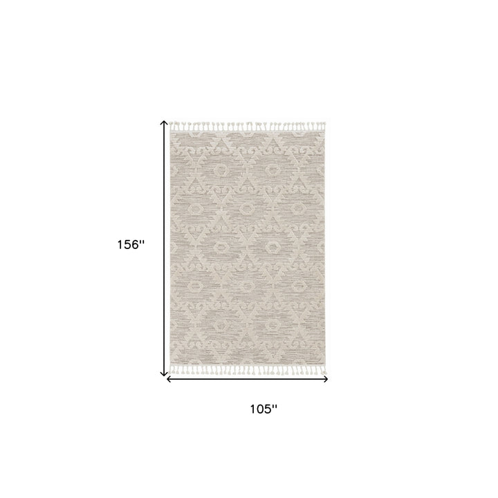 9 X 13 Beige and Ivory Geometric Area Rug Image 3