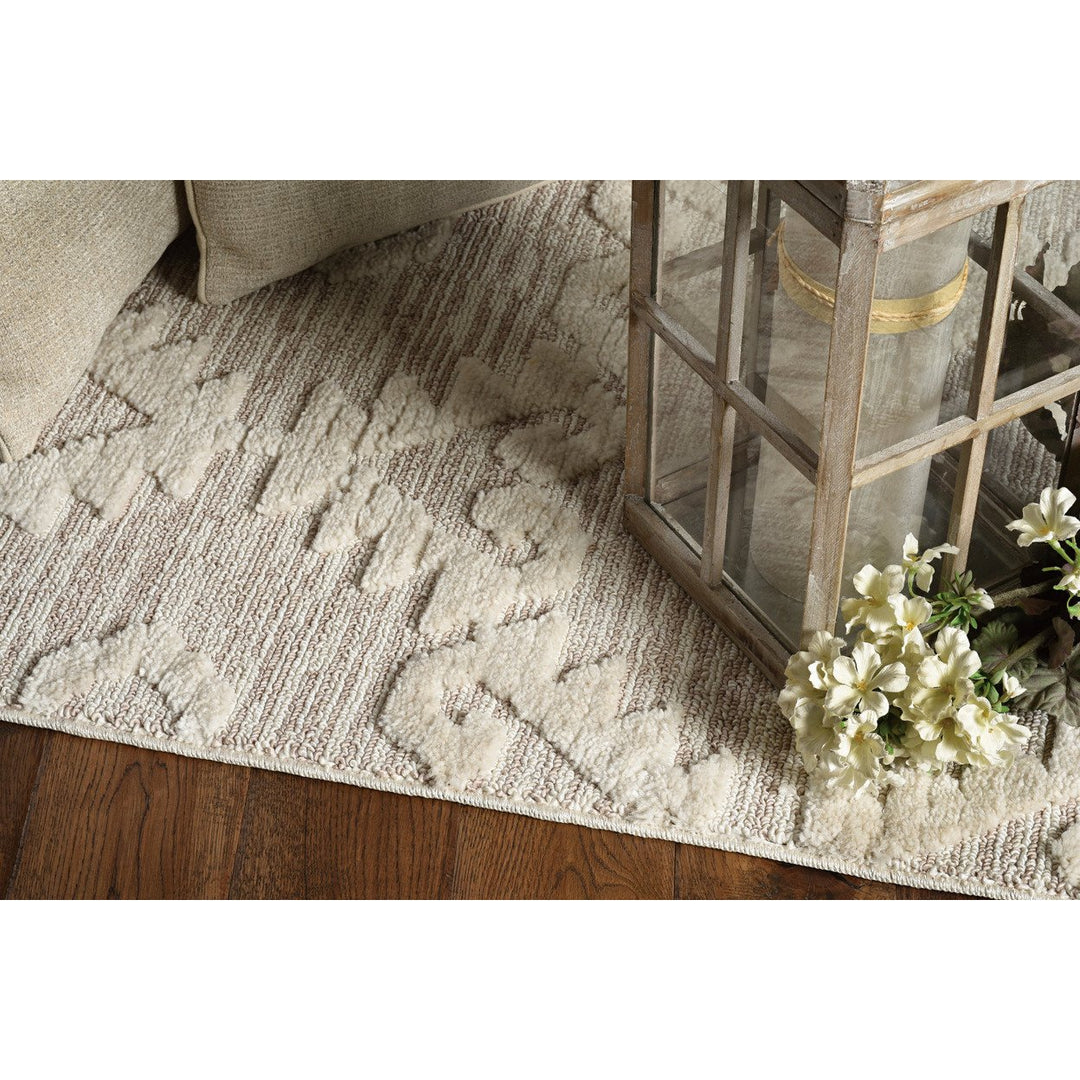 9 X 13 Beige and Ivory Geometric Area Rug Image 7