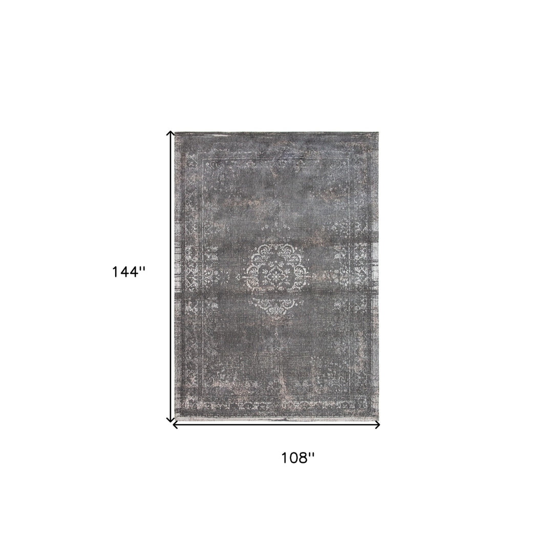 9 X 13 Gray Medallion Non Skid Area Rug Image 3