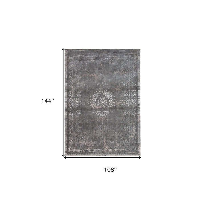 9 X 13 Gray Medallion Non Skid Area Rug Image 3