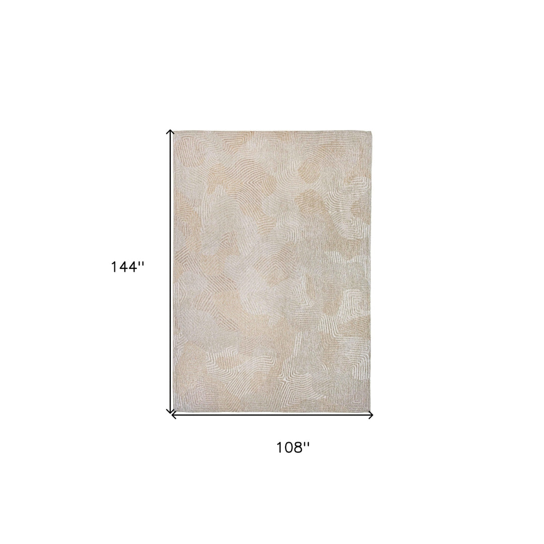 9 X 13 Beige and White Abstract Non Skid Area Rug Image 3