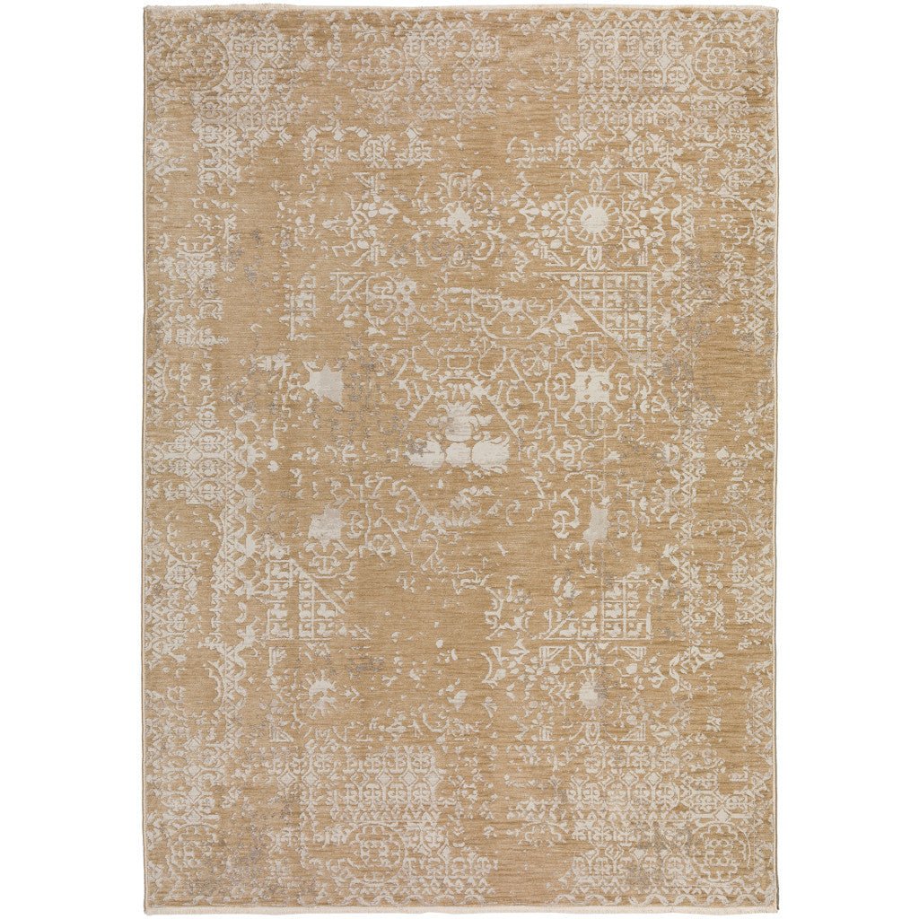 9 X 13 Beige Oriental Area Rug With Fringe Image 7