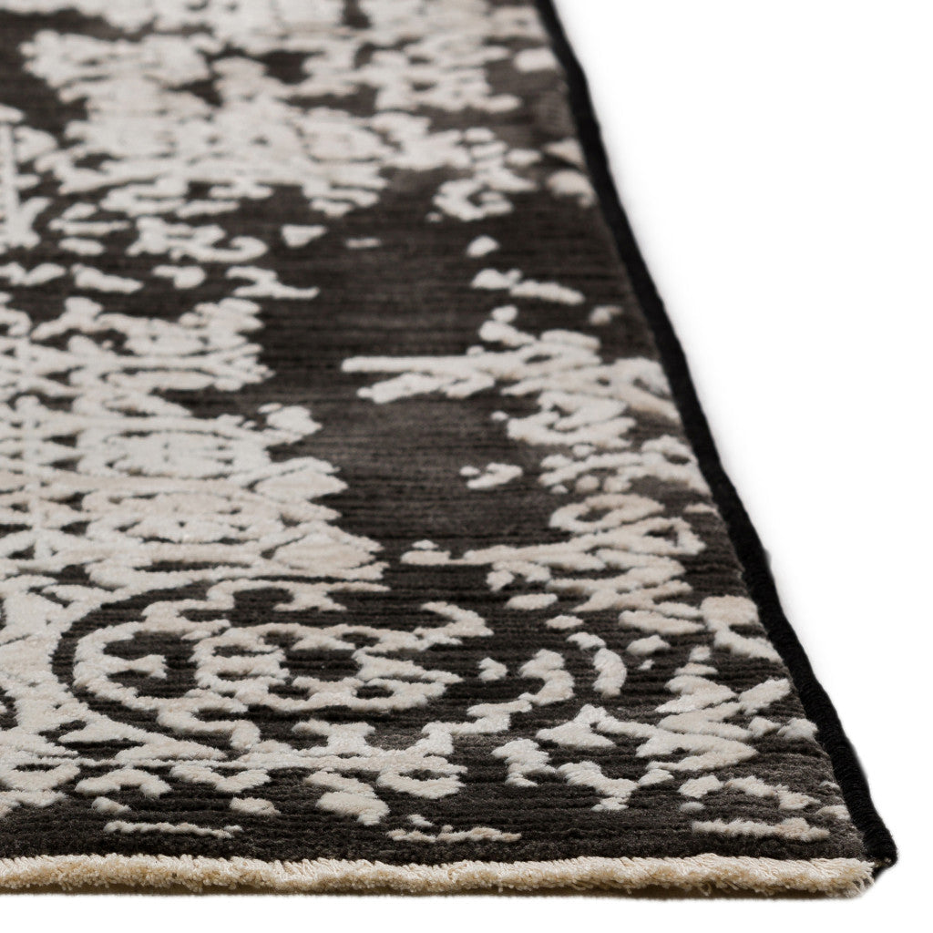 9 X 13 Black Oriental Area Rug With Fringe Image 4