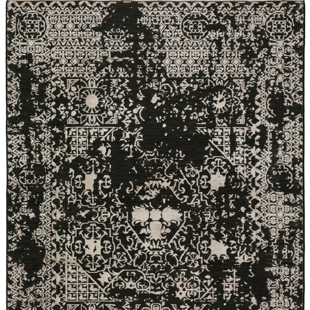 9 X 13 Black Oriental Area Rug With Fringe Image 7