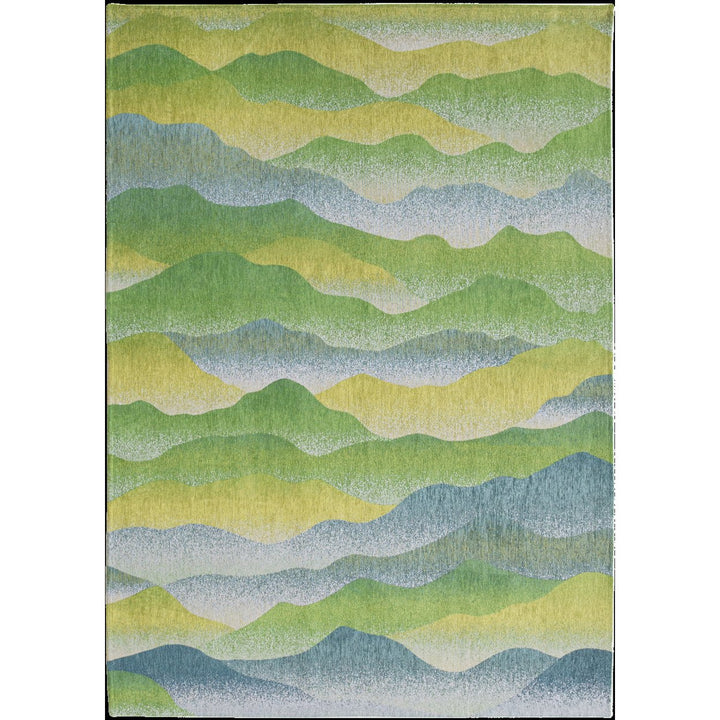 9 X 13 Green and Yellow Abstract Non Skid Area Rug Image 7