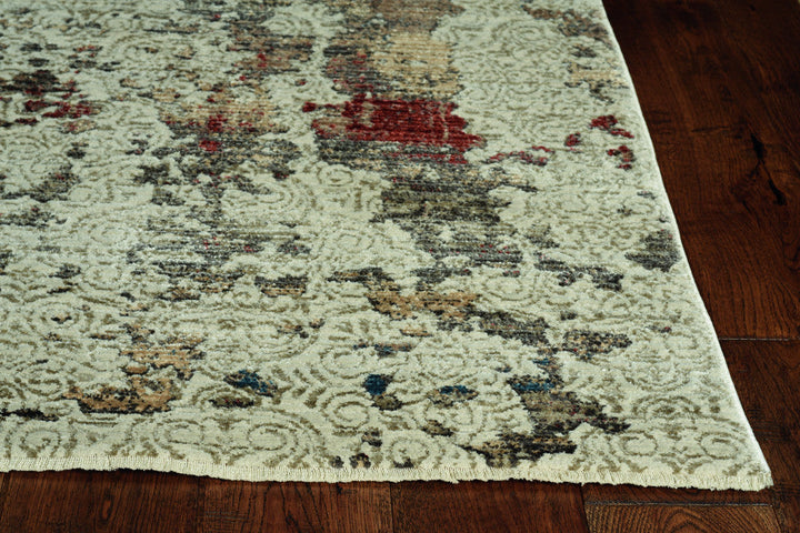 9 X 13 Ivory Abstract Area Rug Image 3