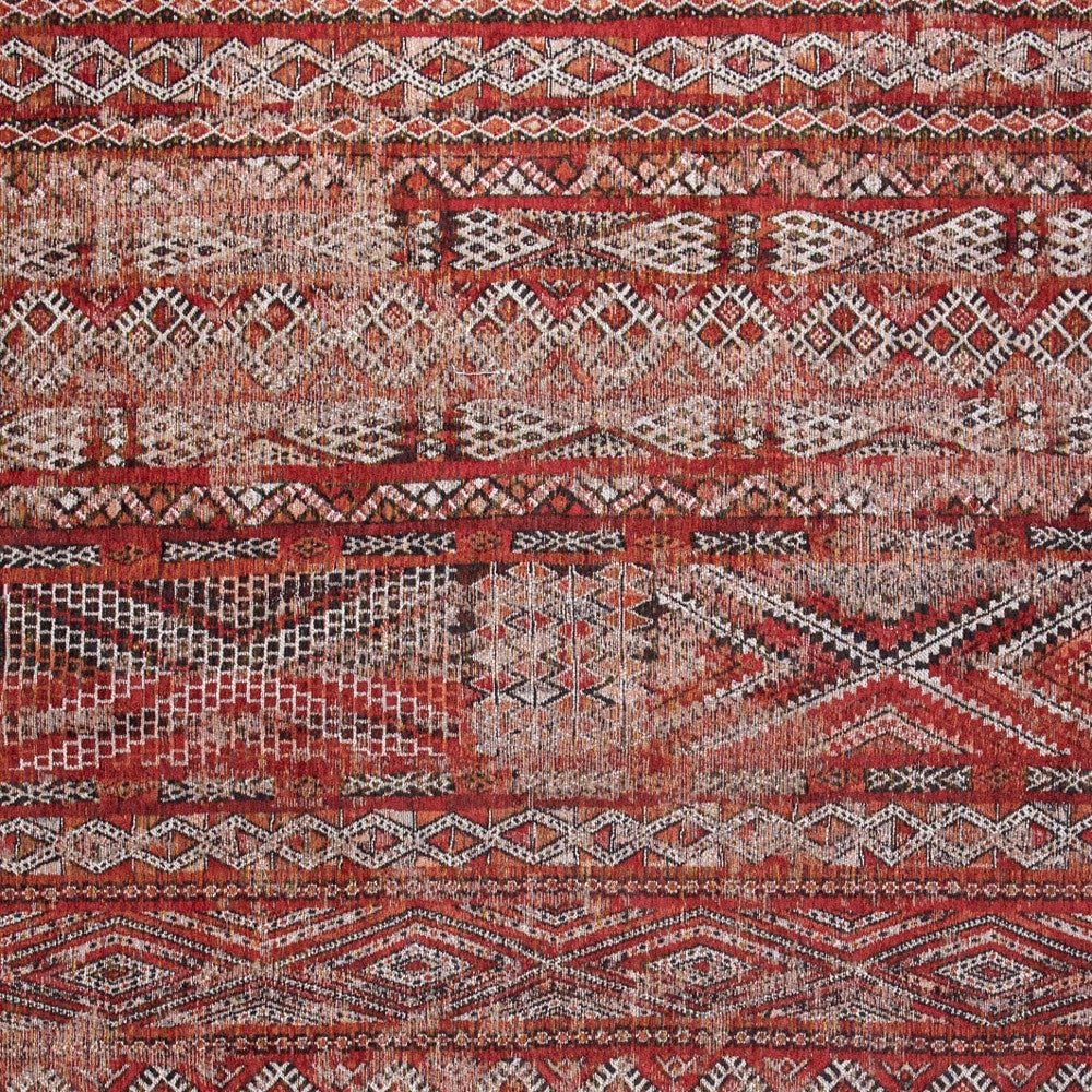 9 X 13 Red and Gray Oriental Non Skid Area Rug Image 6