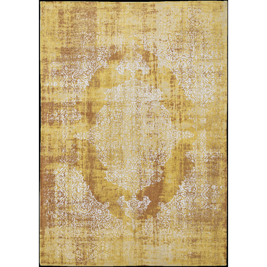 9 X 13 Yellow and Brown Oriental Non Skid Area Rug Image 1