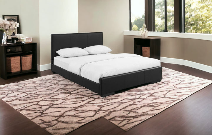 Black Upholstered Queen Platform Bed Image 2