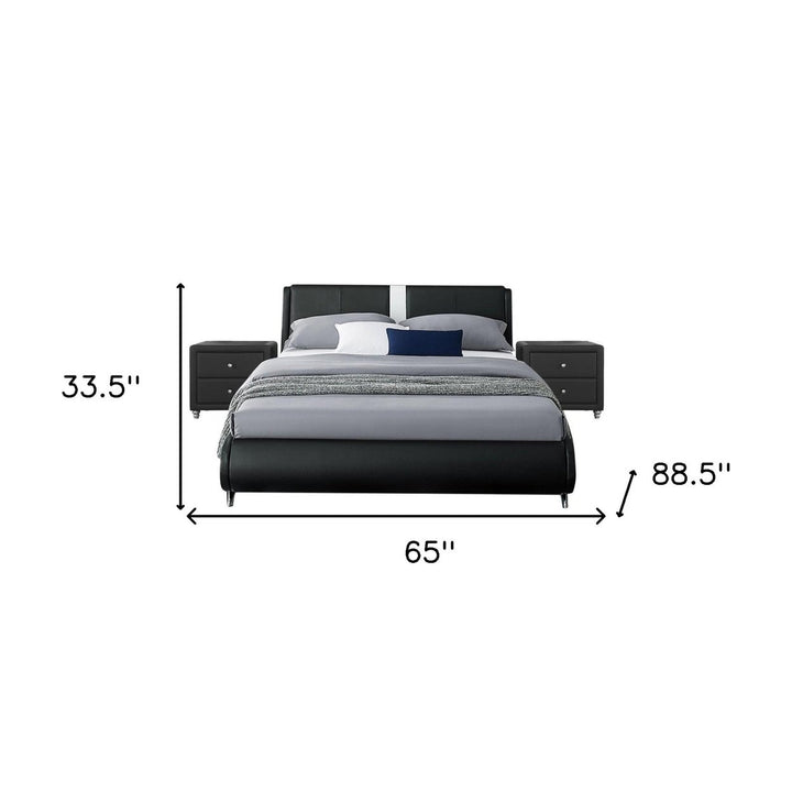 Black Platform Queen Bed with Two Nightstands Image 10