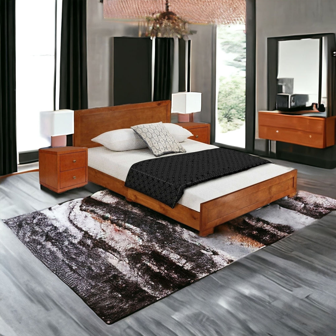 Moma Black Wood Platform Queen Bed With Two Nightstands Image 7