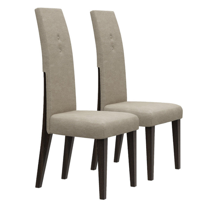 Set of Two Brown And Espresso Upholstered Microfiber Dining Side Chairs Image 4