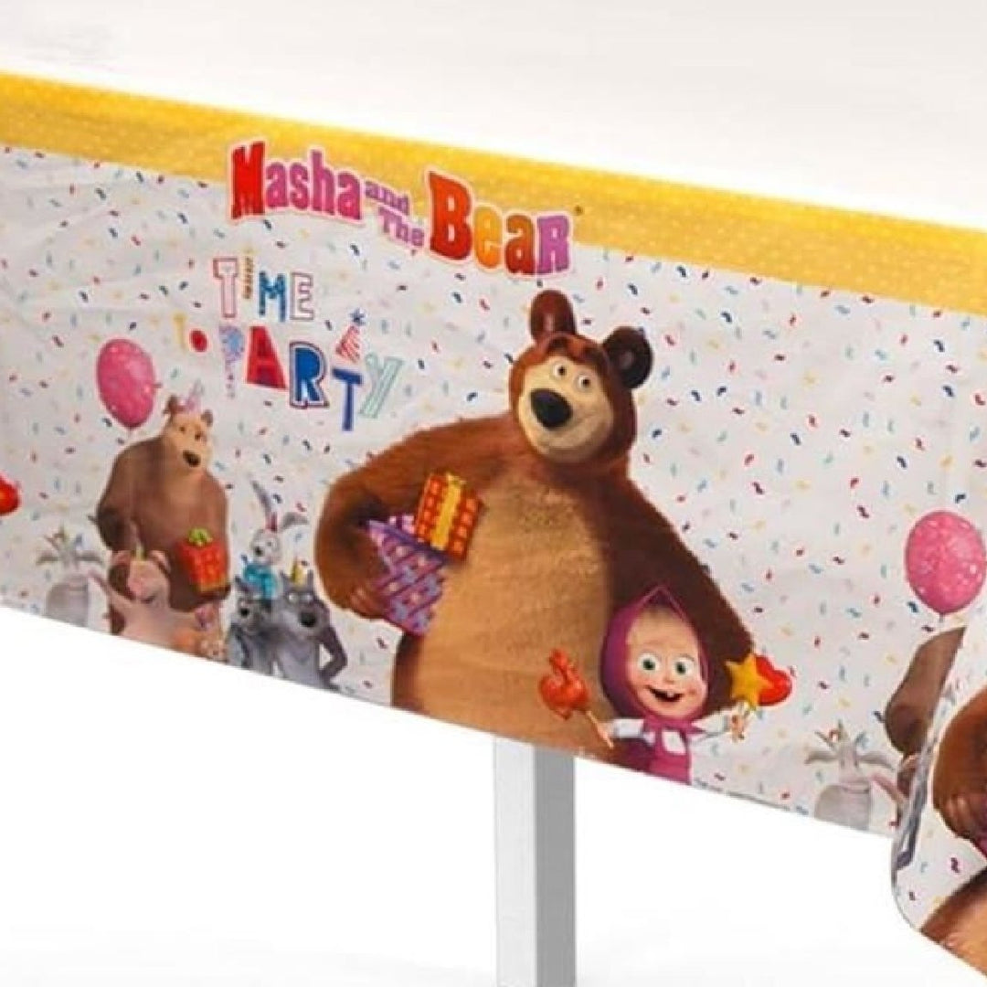 Mighty Mojo Masha and The Bear Table Cloth Kids Party Decor Durable 54x84 Image 3