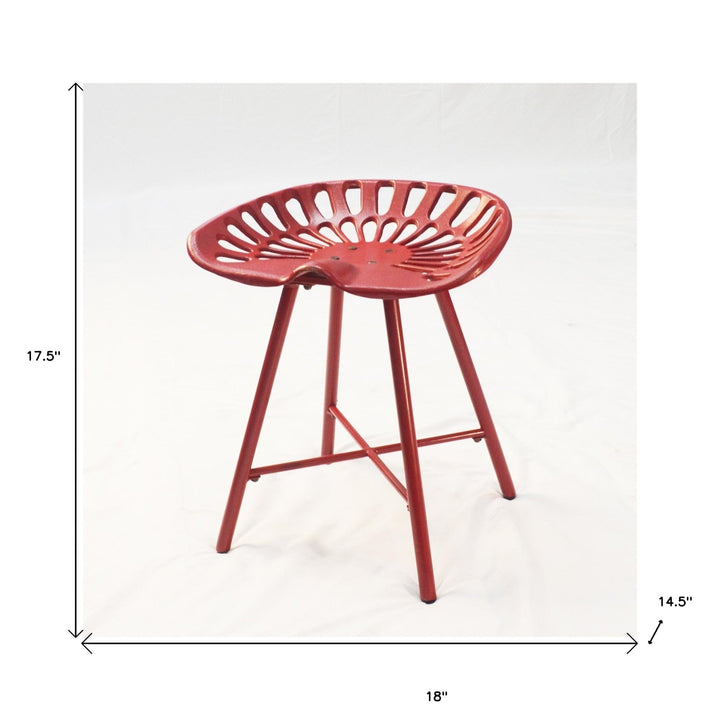 18" Red Iron Backless Bar Chair Image 2