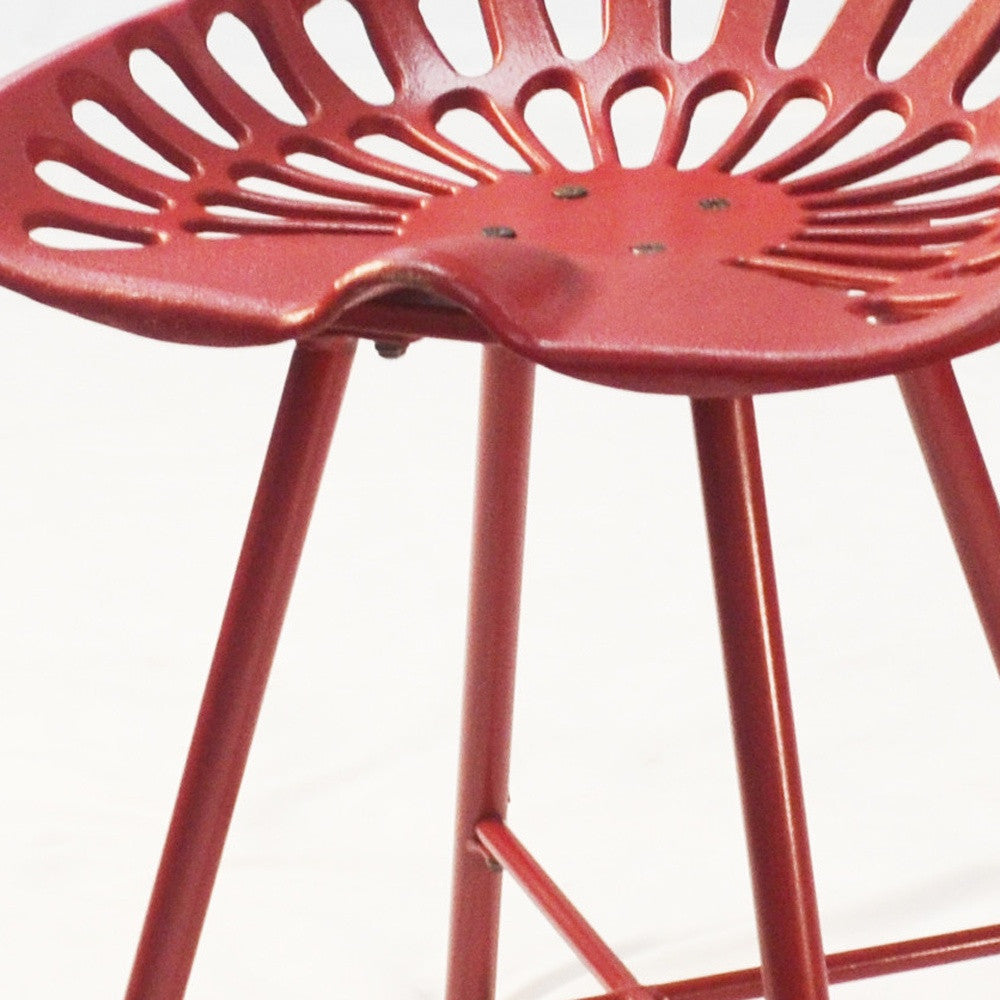 18" Red Iron Backless Bar Chair Image 3