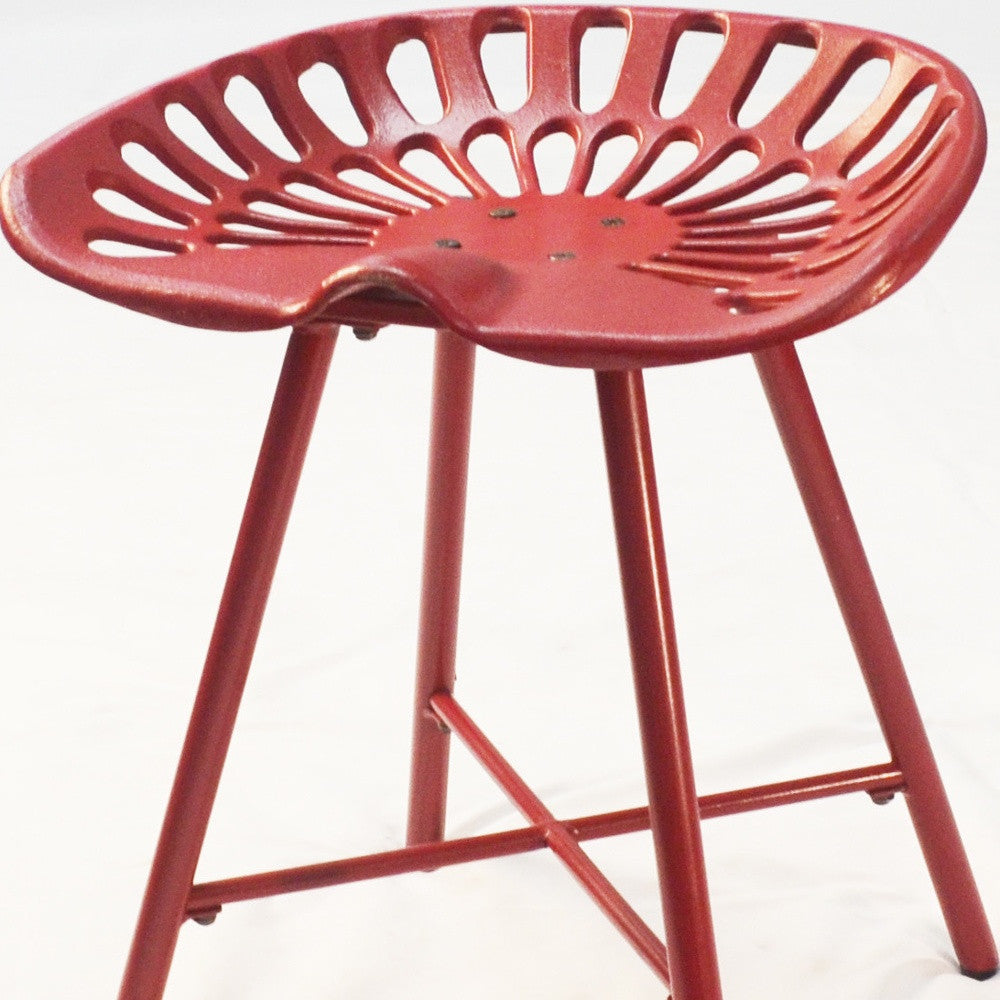 18" Red Iron Backless Bar Chair Image 4