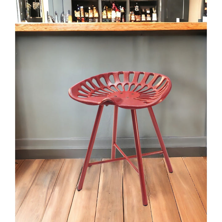 18" Red Iron Backless Bar Chair Image 5