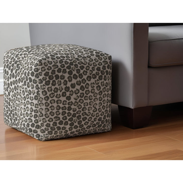 17" Beige Cotton Floral Pouf Ottoman Image 5