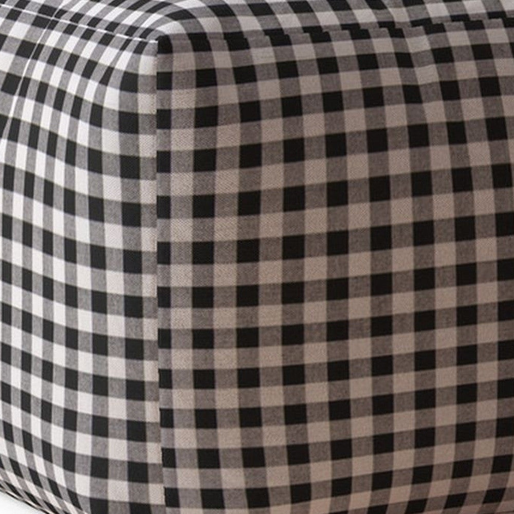 17" Black And Gray Cotton Gingham Pouf Cover Image 4