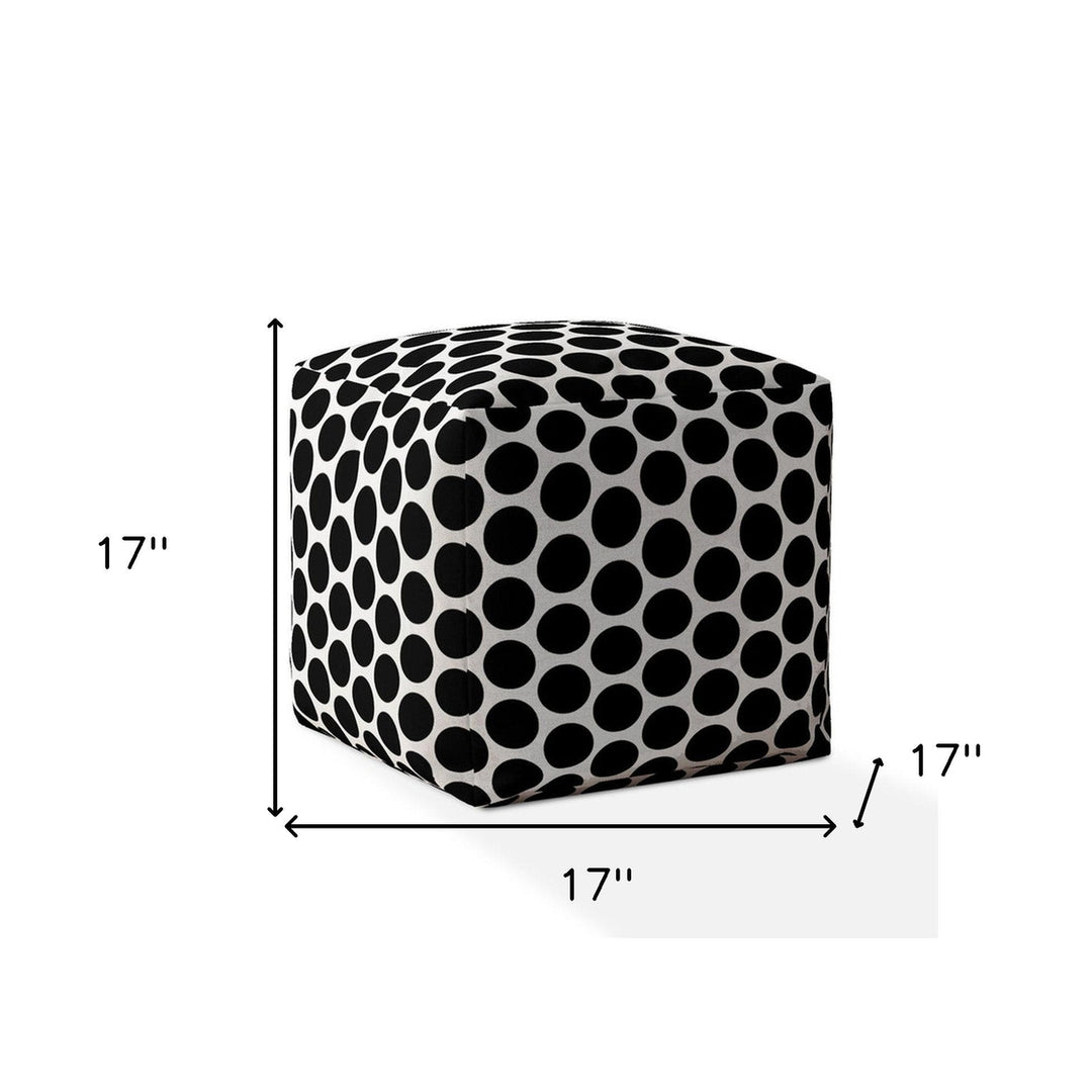 17" Black Cotton Polka Dots Pouf Cover Image 3