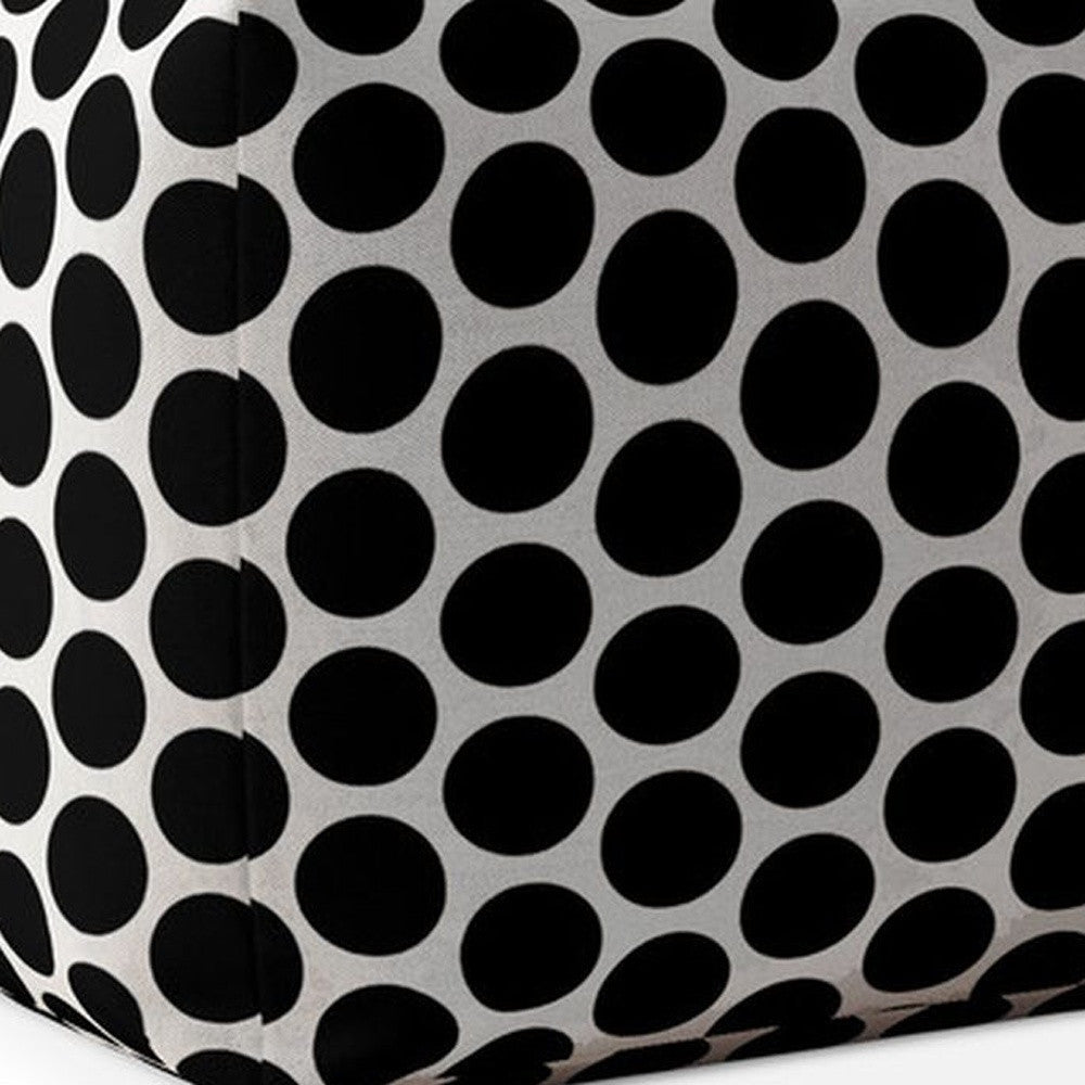 17" Black and White Cotton Polka Dots Pouf Ottoman Image 4