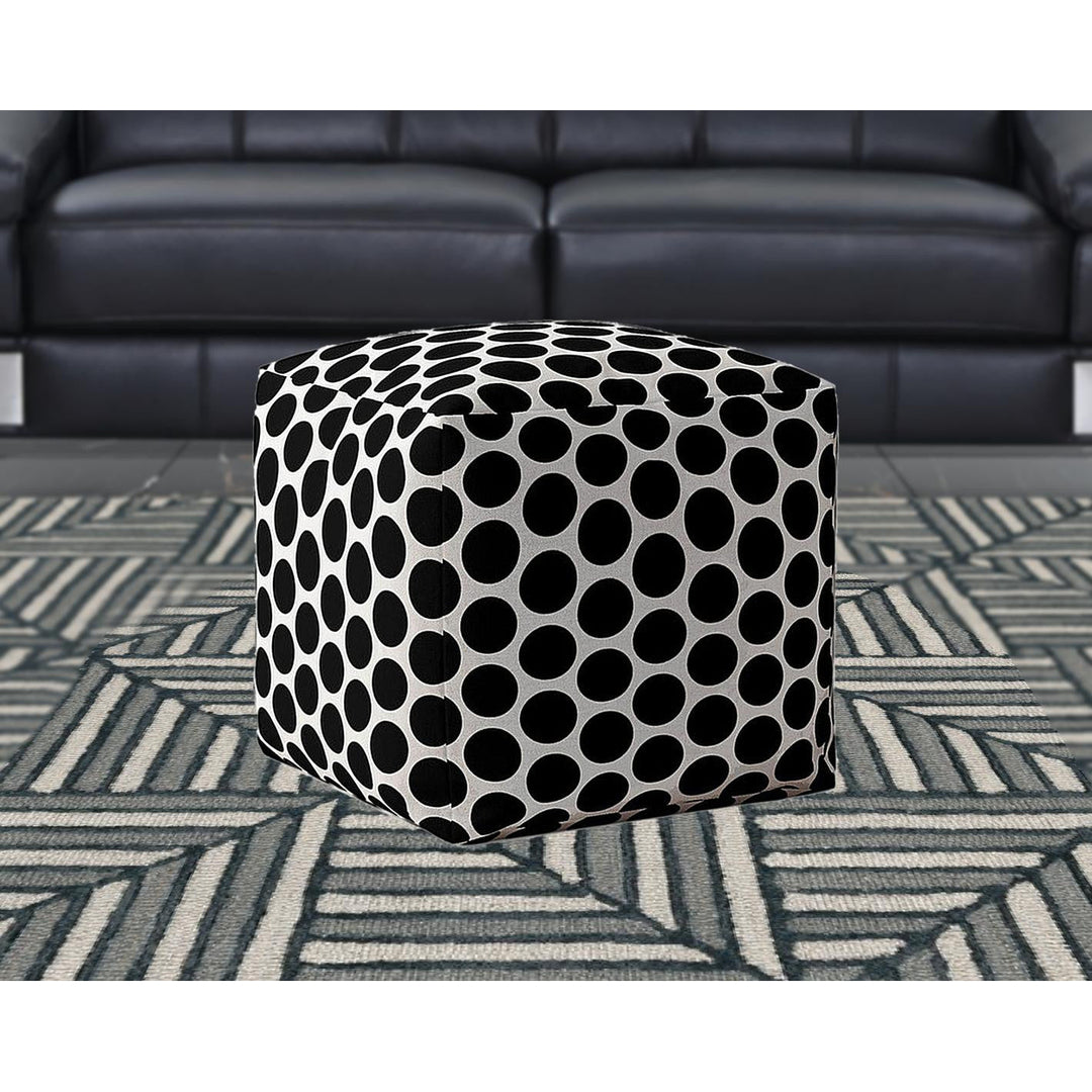 17" Black Cotton Polka Dots Pouf Cover Image 5