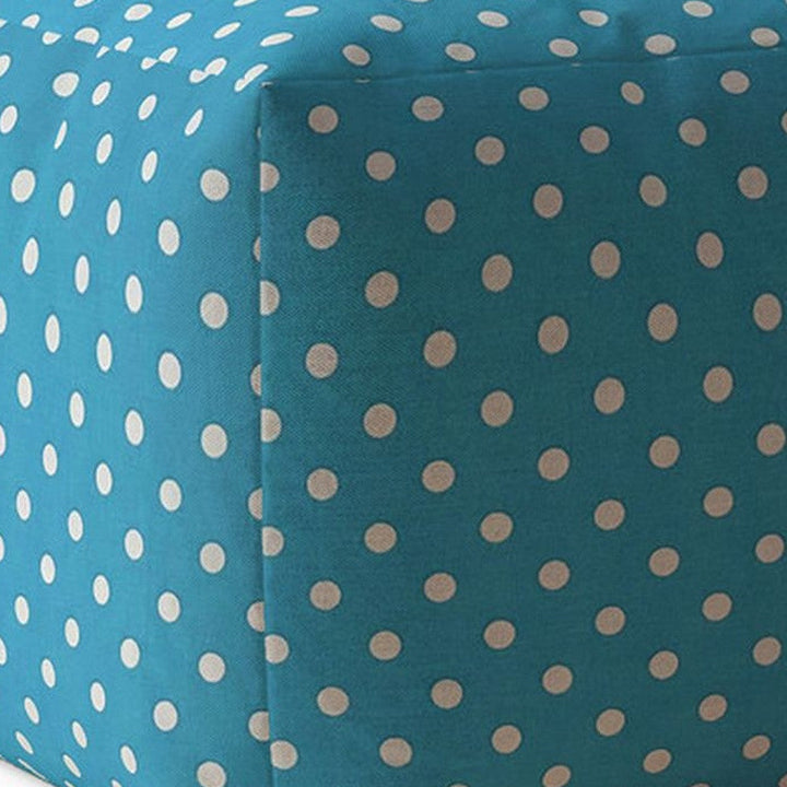 17" Blue And White Cotton Polka Dots Pouf Cover Image 4