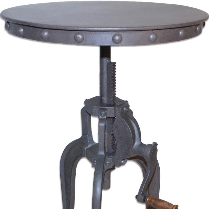 18" Gray Iron Height Adjustable Round End Table Image 3