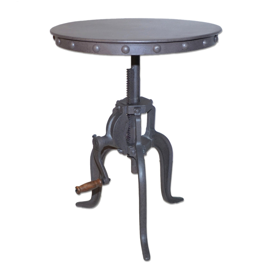 18" Gray Iron Height Adjustable Round End Table Image 4