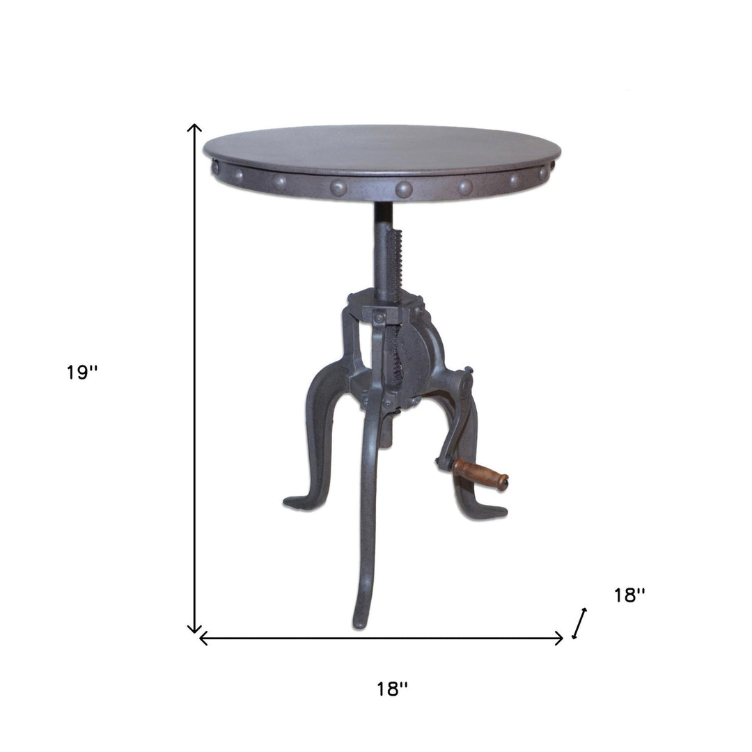 18" Gray Iron Height Adjustable Round End Table Image 5