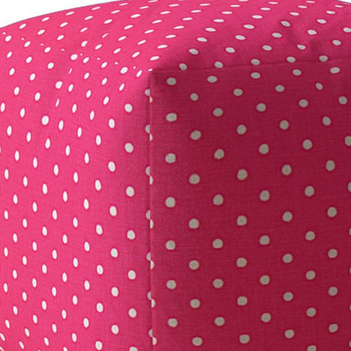 17" Pink Cotton Polka Dots Pouf Ottoman Image 4